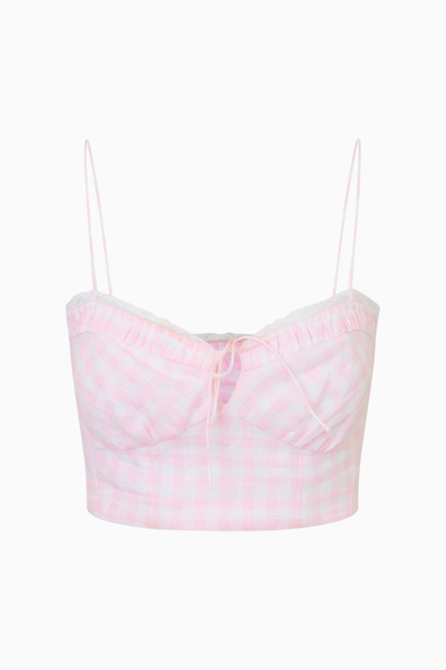 Amorana Linen Gingham Crop Top
