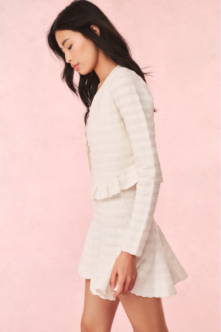 Rogan Pointelle Knit Cardigan - IVORY